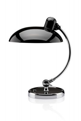 Schwarze KAISER idell Tischleuchte von Fritz Hansen, hochglänzend, modernes Design für Schreibtisch.